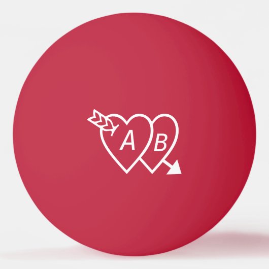 Dubbelharten met Cupids Arrow en Initialen Pingpongbal (Voorkant)