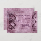  dubbelhartige Paarse bruiloft RSVP-kaarten RSVP Kaartje (Voorkant / Achterkant)