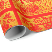 Dubbelkonijnenpapier, Chinees nieuwjaarsprogramma  Cadeaupapier (Rol Hoek)