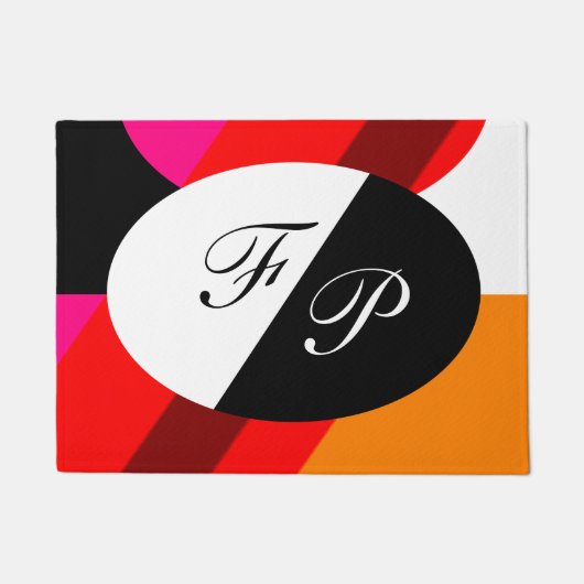 Dubbelmonogrammen modern geometrisch kleurrijk deurmat (Voorkant)