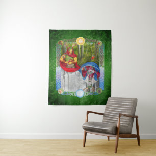Dubbelportret van de Eikenkoning en Hulstkoning Wandkleed