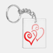 Dubbelrood Zwemig hart AcrylSleutelhanger Sleutelhanger (Voorkant Links)