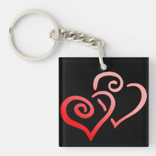 Dubbelrood Zwemig hart AcrylSleutelhanger Sleutelhanger