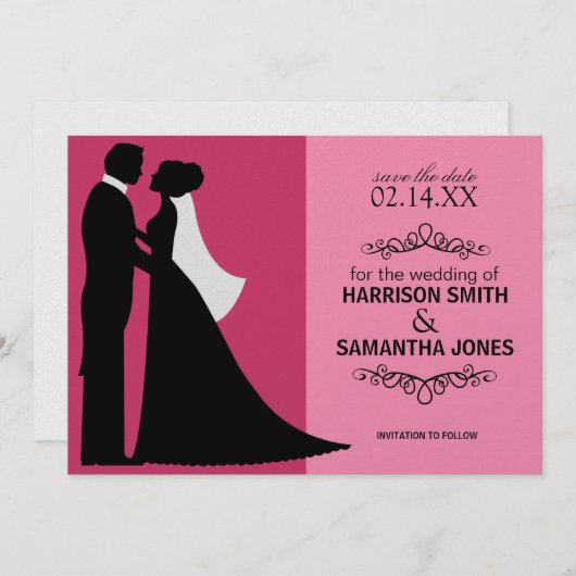 Dubbelroze sparen de Aankondigingen van de Datum (Voorkant / Achterkant)