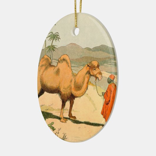 Dubbelvocht kameel in de woestijn keramisch ornament (Links)