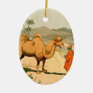Dubbelvocht kameel in de woestijn keramisch ornament