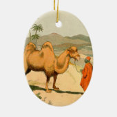 Dubbelvocht kameel in de woestijn keramisch ornament (Achterkant)