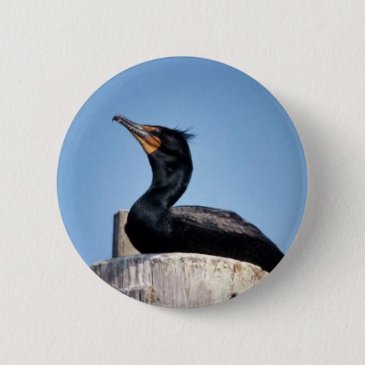 Dubbelvoudig gekreukte aalscholver ronde button 5,7 cm (Voorkant)