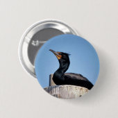 Dubbelvoudig gekreukte aalscholver ronde button 5,7 cm (Voorkant /achterkant)