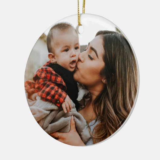 Dubbelzijdig 2 foto Aangepast Keramisch Ornament (Links)