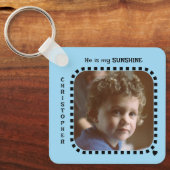 Dubbelzijdig 2 foto's naam sunshine blauw sleutelhanger (Voorkant)