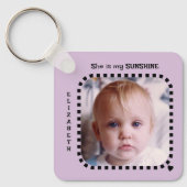 Dubbelzijdig 2 foto's naam zonneschijn paarse sleutelhanger (Voorkant)