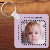 Dubbelzijdig 2 foto's naam zonneschijn paarse sleutelhanger (Voorkant)