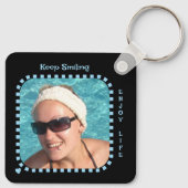 Dubbelzijdig 2 foto's naam zwart blauw sleutelhanger (Achterkant)