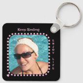 Dubbelzijdig 2 foto's naam zwart roze sleutelhanger (Achterkant)