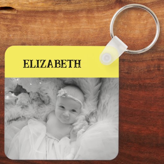 Dubbelzijdig 2 foto's voegen gele namen toe sleutelhanger (Achterkant)