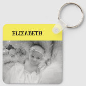 Dubbelzijdig 2 foto's voegen gele namen toe sleutelhanger (Achterkant)