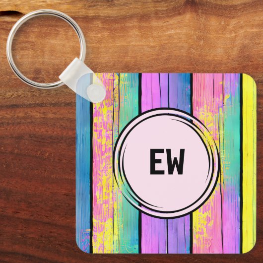 Dubbelzijdig 2 foto's voegen roze initialen toe sleutelhanger (Voorkant)