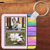 Dubbelzijdig 2 foto's voegen roze initialen toe sleutelhanger (Achterkant)