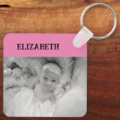 Dubbelzijdig 2 foto's voegen roze namen toe sleutelhanger (Achterkant)