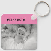 Dubbelzijdig 2 foto's voegen roze namen toe sleutelhanger (Achterkant)