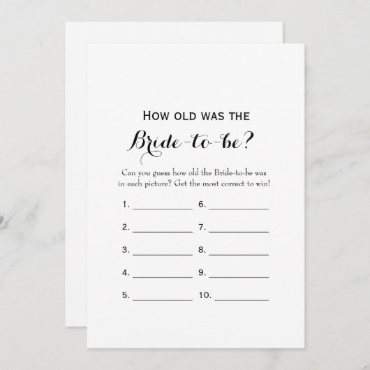 Dubbelzijdig-2-Vrijgezellenfeest game-Hoe oud | Ad Kaart (Voorkant / Achterkant)