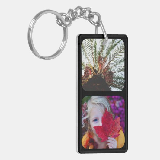 Dubbelzijdig 4 foto-sjabloon met achtergrondafbeel sleutelhanger (Voorkant Links)