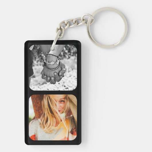Dubbelzijdig 4 foto-sjabloon met achtergrondafbeel sleutelhanger (achterkant)