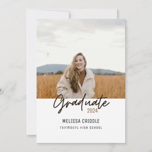 Dubbelzijdig 4 foto wit Afstuderen aankondiging (Voorkant)