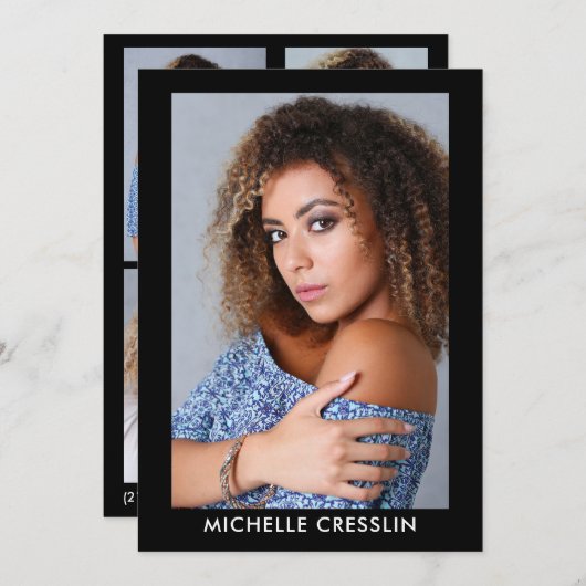 Dubbelzijdig 4-fotomodel Actor Comp Zed Card 5x7 Kaart (Voorkant / Achterkant)