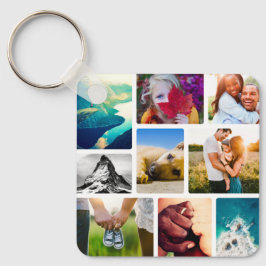 Dubbelzijdig 9 Photo Collage White Metal Sleutelha Sleutelhanger