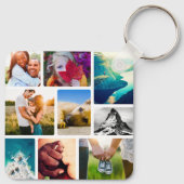 Dubbelzijdig 9 Photo Collage White Metal Sleutelha Sleutelhanger (Achterkant)