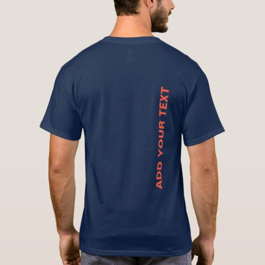 Dubbelzijdig aangepast Voeg tekstmarineblauw Man t T-shirt (Achterkant)