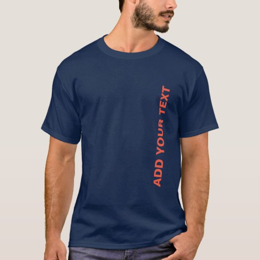 Dubbelzijdig aangepast Voeg tekstmarineblauw Man t T-shirt (Voorkant)