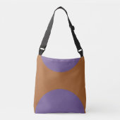 Dubbelzijdig abstract afdrukken paars op bruin crossbody tas (Voorkant)
