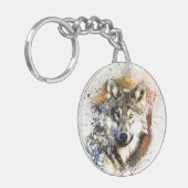Dubbelzijdig acrylische Sleutelhanger (wolf) (Voorkant Links)