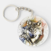 Dubbelzijdig acrylische Sleutelhanger (wolf) (Voorkant)