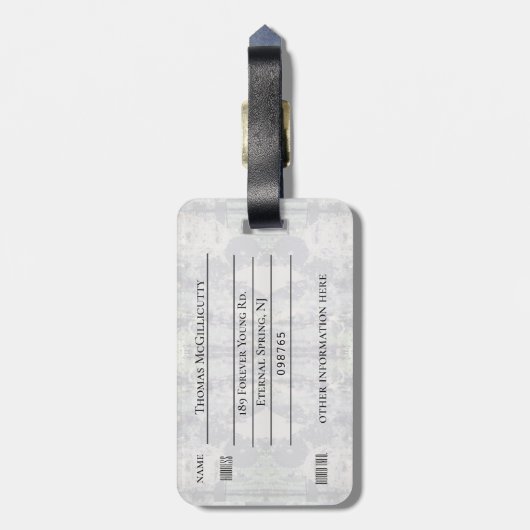 Dubbelzijdig adres zwart-wit filmdecay bagagelabel (Achterkant verticaal)