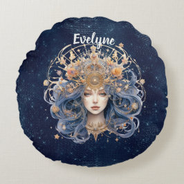 Dubbelzijdig artsy Vigro teken en aangepaste naam Rond Kussen