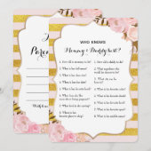 Dubbelzijdig Baby shower game- advies | Wie weet Kaart (Voorkant / Achterkant)