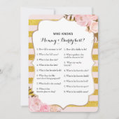 Dubbelzijdig Baby shower game- advies | Wie weet Kaart (Voorkant)