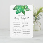 Dubbelzijdig Baby shower game- advies | Wie weet Kaart (Staand voorkant)