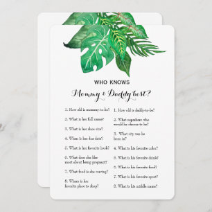 Dubbelzijdig Baby shower game- advies Wie weet Kaart