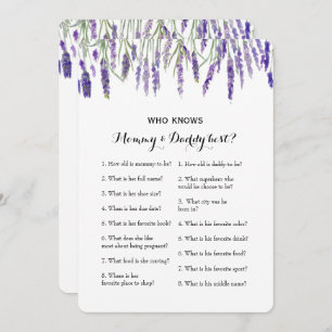 Dubbelzijdig Baby shower game- advies Wie weet Kaart