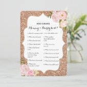 Dubbelzijdig Baby shower game- advies | Wie weet Kaart (Staand voorkant)