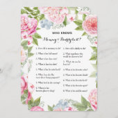 Dubbelzijdig Baby shower game- advies | Wie weet Kaart (Voorkant / Achterkant)