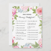 Dubbelzijdig Baby shower game- advies | Wie weet Kaart (Voorkant)