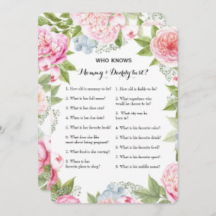 Dubbelzijdig Baby shower game- advies Wie weet Kaart