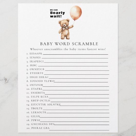 Dubbelzijdig baby shower spel flyer (Achterkant)