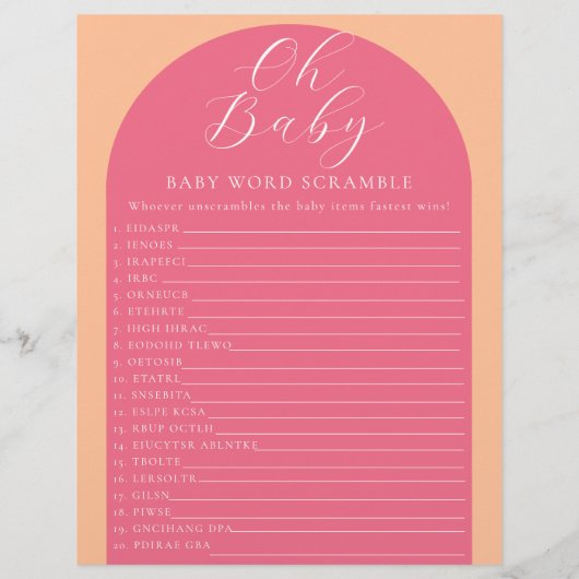 Dubbelzijdig baby shower spel flyer (Achterkant)